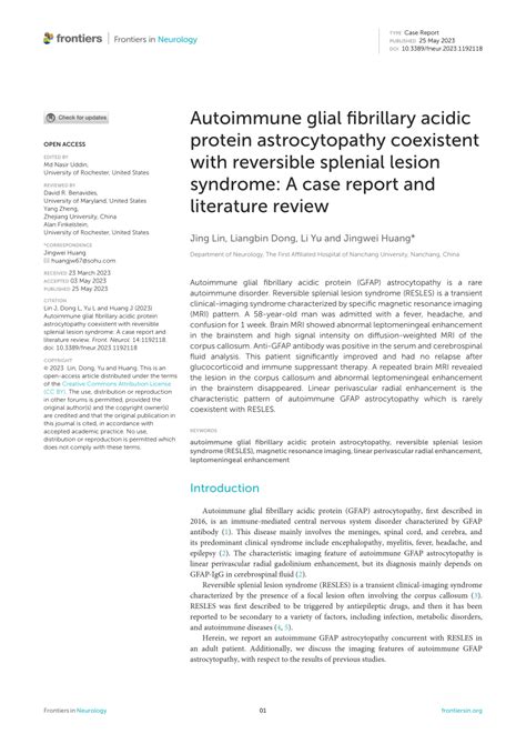 ofgfap|Glial Fibrillary Acidic Protein Autoimmunity 